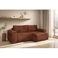 Fun Möbel Ecksofa Schlafsofa MADLEN Stoff Velo Rostbraun Ottomane