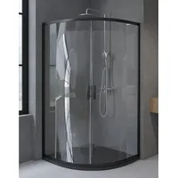 KOLMAN Eckdusche Viertelkreis HELA Schwarz 80x80 190 cm Transparent Glas, BxT: 80x80 cm, Sicherheitsglas 80 cm x 190 cm x 80 cm