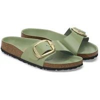 BIRKENSTOCK Madrid Big Buckle Natural Leather Patent High-Shine Green Tea Schmale Weite Gr. 37 - 37 EU Schmal