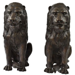 Casa Padrino Luxus Bronze Deko Skulpturen Löwen Bronzefarben 28 x 58 x H. 75 cm - Bronze Deko Figuren - Luxus Hotel & Restaurant Deko Accessoires