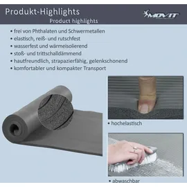 MOVIT Gymnastikmatte - 183x60x1,0 cm, 12 Farben, für Zuhause oder Unterwegs