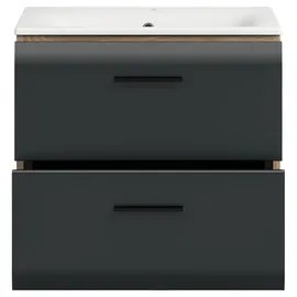xonox.home Waschtisch mit Waschbecken Ice Nox Oak Nachbildung schwarz matt B/H/T: ca. 60x55x46 cm – Schwarz