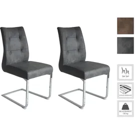 byLIVING Esszimmerstuhl Marlen XXL Mikrofaser grau 2er Set