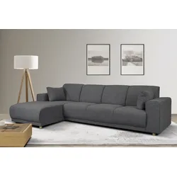 Ecksofa HOME AFFAIRE "LEMPS wahlweise Recamiere links oder rechts L-Form", grau (dunkelgrau), B:297cm H:85cm T:162cm, 100% Polyester, Sofas, incl. Zierkissen, Stellmaße 297x162 cm