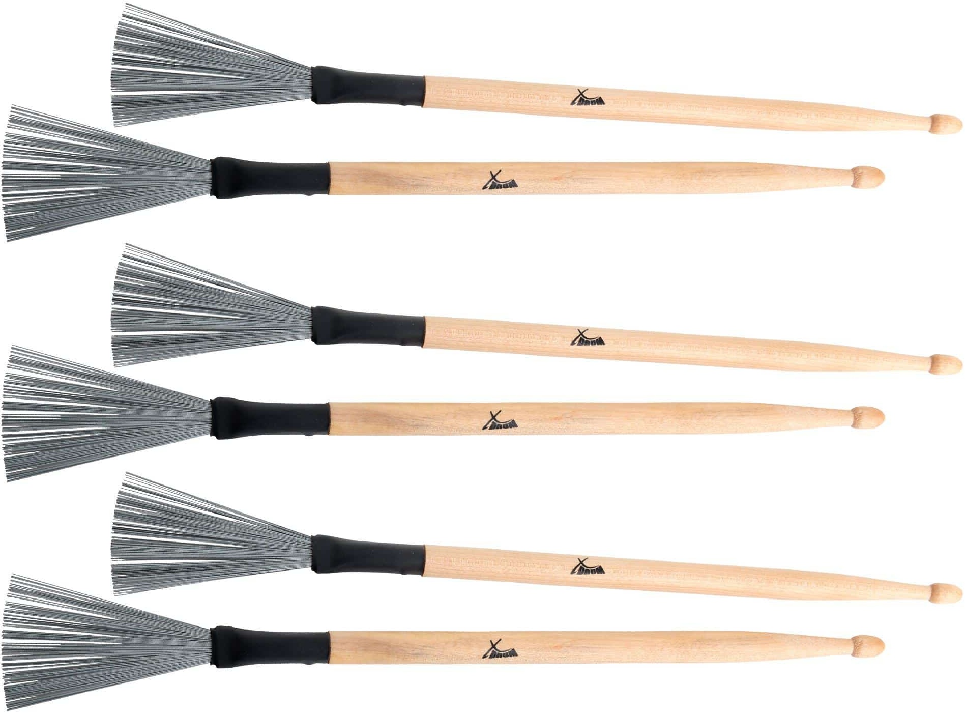 3er SET XDrum WTD-1L Wire Tap Drumstick Brushes lang Doppelnutzung als Besen oder Stick möglich