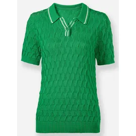 Heine Polopullover Ajour grün 46