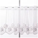 SCHÖNER LEBEN. Stoff Scheibengardinen Meterware nähfrei Stickerei Voile weiß 45cm Höhe, bestickt beige|weiß