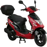 ALPHA MOTORS Motorroller CityLeader 50 ccm EURO 5 inkl. Topcase (Rot, 25 km/h)