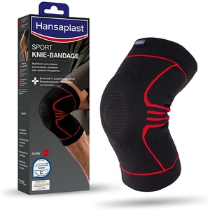 Hansaplast Sport Knie-Bandage, Kniebandage stabilisiert und unterstützt das Gelenk, Bandage mit Patella-Einlage hilft die Kniescheibe zu entlasten, Größe S/M