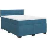 vidaXL Boxspringbett mit Matratze Blau 160x200 cm Samt