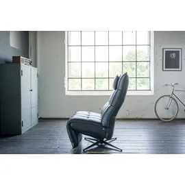 KAWOLA Relaxsessel MIKO Leder 75 x 115 x 75 cm schwarz drehbar mit Kopfteil