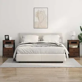 vidaXL Nachttisch mit Ladestation Braunes Eichenholz 40 x 31 x 60 cm