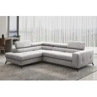 Kaiser Möbel Ecksofa mit schlaffunktion und bettkasten, Sofa L-form, Couch L-form Arcadi Dicker Cord Hellgrau Links - Grau
