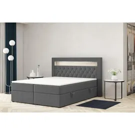 m-punkt Boxspringbett Paris 180 x 200 cm H3 Grau
