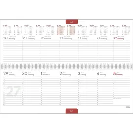 Zettler Tisch-Querkalender Papyrus Grau 2026 - Büro-Planer 29,7x10,5 cm - Tisch-Kalender - 1 Woche 2 Seiten - Ringbindung - Zettler