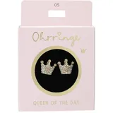 DEPESCHE 13914.005 Glitzer Stecker-Ohrringe in Gold, mit Kronen Motiv und Glitzersteinen, als kleines Geschenk