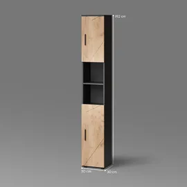 livinity Ronco Hochschrank 30 x 192 cm Goldkraft Eiche/Anthrazit Holzwerkstoff
