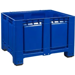 3 Stück Palettenboxen LxBxH: 1200 x 1000 x 790 mm geschlossen mit 4 Füße in blau