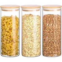 Belle Vous 3er Pack Vorratsbehälter Glas mit Bambusdeckeln -