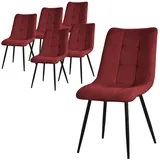 ML-DESIGN Stuhl Esszimmerstühle mit Rückenlehne moderne Design Lounge Küchenstühle (6 St), Polsterstuhl Esstischstühle 6er Set Küchenstuhl Polyester bis 120kg rot