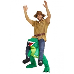 Morphsuits Kostüm Carry Me T-Rex, Effektvolles Huckepack Kostüm im Dino-Look grün