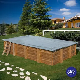 gre accessories PVC Winterabdeckplane für Holzpool 658 x 360 cm grau