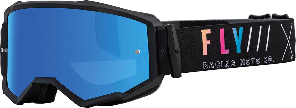 Fly Racing Zone S.E. Avenger, lunettes de soleil miroir - Noir/Bleu/Fuchsia Bleu Réfléchissant