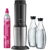 Sodastream Crystal 3.0 schwarz + 2 Glaskaraffen + Zylinder