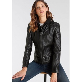 Gipsy Bikerjacke GIPSY "GWNiruh" Gr. XL, schwarz (black) Damen Jacken Lederjacken mit Nieten-Details an der Schulter