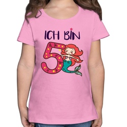 Shirtracer T-Shirt Ich bin fünf Meerjungfrau – 5. Geburtstag – Mädchen Kinder T-Shirt tshirt 5 jahre mädchen – meerjungfrau t shirt rosa 116 (5/6 Jahre)