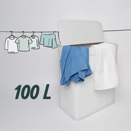 Relaxdays Wäschekorb mit Deckel, 100 l, 2 Innenfächer, HxBxT: 63 x 52 x 32 cm, Badezimmer Wäschetruhe, Weiß