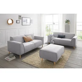 Home Affaire 2,5-Sitzer HOME AFFAIRE "Janek Scandic Design, elegant und zeitlos", grau (hellgrau), B:193cm H:81cm T:90cm, Struktur fein ( 100% Polyester);Struktur weich (92% Polyester, 8% Nylon);Struktur fein ( 100% Polyester), Sofas, mit Federkern und Keder in