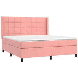 vidaXL Boxspringbett mit Matratze & LED Rosa 180x200 cm Samt