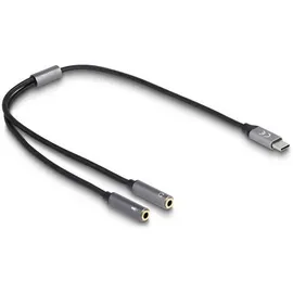 DeLock USB-C® Kabel USB-C® Stecker, Klinke 3.5 mm Buchse, Klinke 3.5 mm Buchse 0.40 m Anthrazit, Schwarz 66616