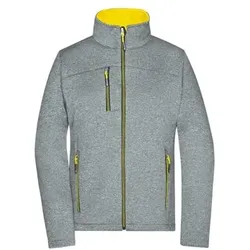 Damen Melange Softshelljacke JN1147, dunkel-melange/gelb, Größe XXL - dunkel-melange/gelb - XXL