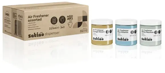 Duftspender Wepa Satino Air Freshener 3 Sorten 6 x 225 ml Nachfüllkartuschen für Satino Hyginity Lufterfrischer