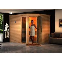 Weka Premium Massivholzsauna Cubilis 3 Familiensauna mit Glastür+Fenster ohne Montageservice - 45 mm