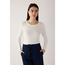 More & More glänzendes Langarm-Rippshirt in offwhite | Gr.: 42