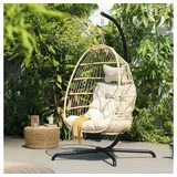Home Deluxe Hängesessel LOMA – 1 Sitzer Beige Hängesessel faltbarer Hängesessel Outdoor Hängesessel - Home Deluxe