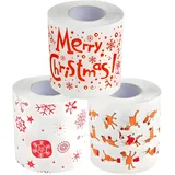 Weihnachts Toilettenpapier,3 Rollen Lustige Weihnachten Toilettenpapier,Weihnachtsmann Klopapier,Weihnachten Toilettenpapierrollen,Lustige Neuheit toilettenpapier