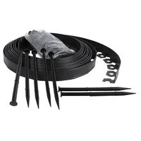 Flexible Rasenkante aus Kunststoff, Kunstraseneinfassung, Mähkante, Beeteinfassung, Beetumrandung, schwarz + Befestigungsnägel - 4cm Hoch (20m, Schwarz)