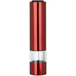 Relaxdays Pfeffermühle Elektrisch, 2er Set, stylisch, mit LED-Licht, Gewürzmühlen, Edelstahl, batteriebetrieben, rot