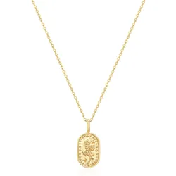 Glanzstücke München Halskette Geburtsblume Dezember Stechpalme aus Sterling Silber in Gelbgold Ketten   Damen 