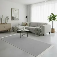 jimri Teppich Läufer - Tepiche für Wohnzimmer, Schlafzimmer, Küche, Kinderzimmer, Badezimmer - Boho Kelim - Läufer Flur, Hellgrau, Größe: 80x150 cm