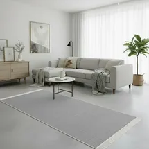 jimri Teppich Läufer - Tepiche für Wohnzimmer, Schlafzimmer, Küche, Kinderzimmer, Badezimmer - Boho Kelim - Läufer Flur, Hellgrau, Größe: 80x150 cm