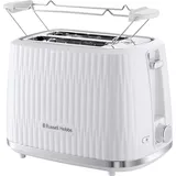 Russell Hobbs Toaster [für 2 Scheiben] Eden (6 Bräunungsstufen, Hebefunktion, Auftau-, Aufwärm- & Stoppfunktion, Krümelschublade, Brötchenaufsatz, Weiß)