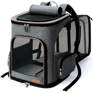 Lekesky Erweiterbar Katzen Rucksack Hunderucksack, für für kleine Hunde, Faltbare Katzen Transport Rucksack, Rosa, L