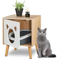 Relaxdays Katzenschrank mit Tür, HxBxT: 50x40x40 cm, Katzenklo verstecken,