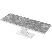 Design Esstisch Tisch HEN-111 Marmoroptik Marmor dunkel - Weiß Hochglanz ausziehbar 160 bis 256 cm