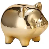 Torribaly Gold Keramik Schwein Sparschwein, Glücksschwein Große Spardose Sparbüchse Aufbewahrungsbox, Piggy Bank Sparschweinwürfel für Mädchen 14.5 * 11.5cm